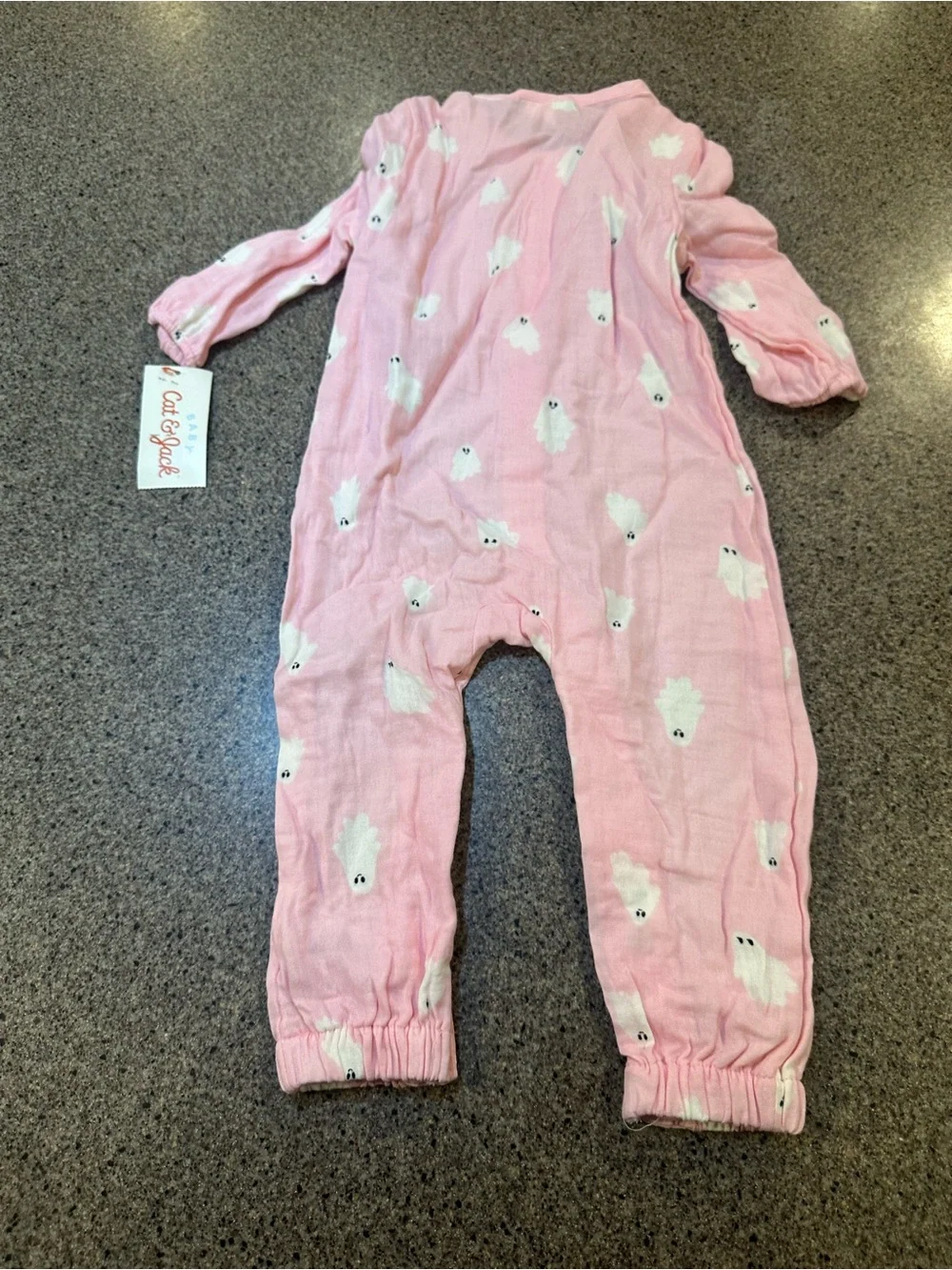 Cat & Jack Pink Ghost-Print Baby One-Piece